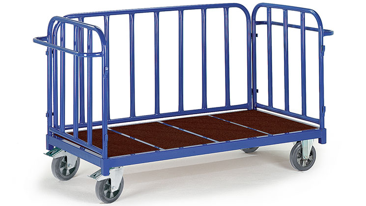 Chariot plateforme charges lourdes 2 dossiers 1 ridelle