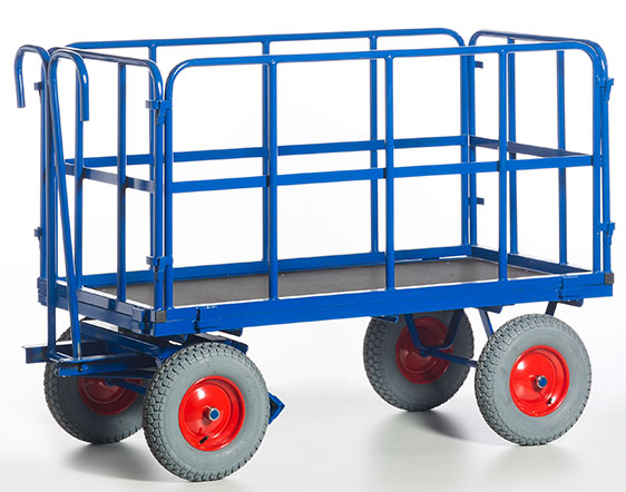 Chariot à avant-train pivotant avec ridelles tubulaires